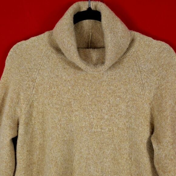 ALASHAN Cashmere Turtleneck Sweater Tan Camel One Size Minimalist - Picture 2 of 6